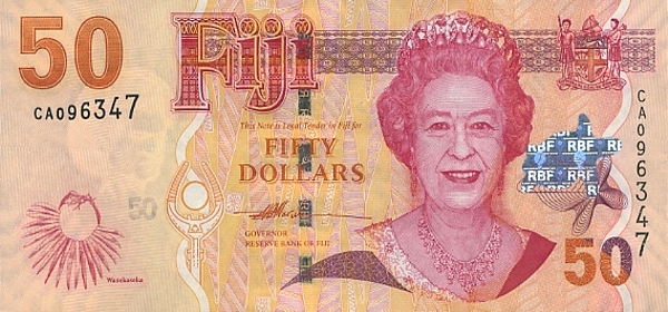 Купюра номиналом 50 фиджийских долларов, лицевая сторона